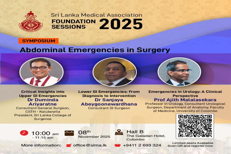 SYMPOSIUM - The College of Surgeons of Sri Lankan - 08th November at the Sri Lanka Medical Association